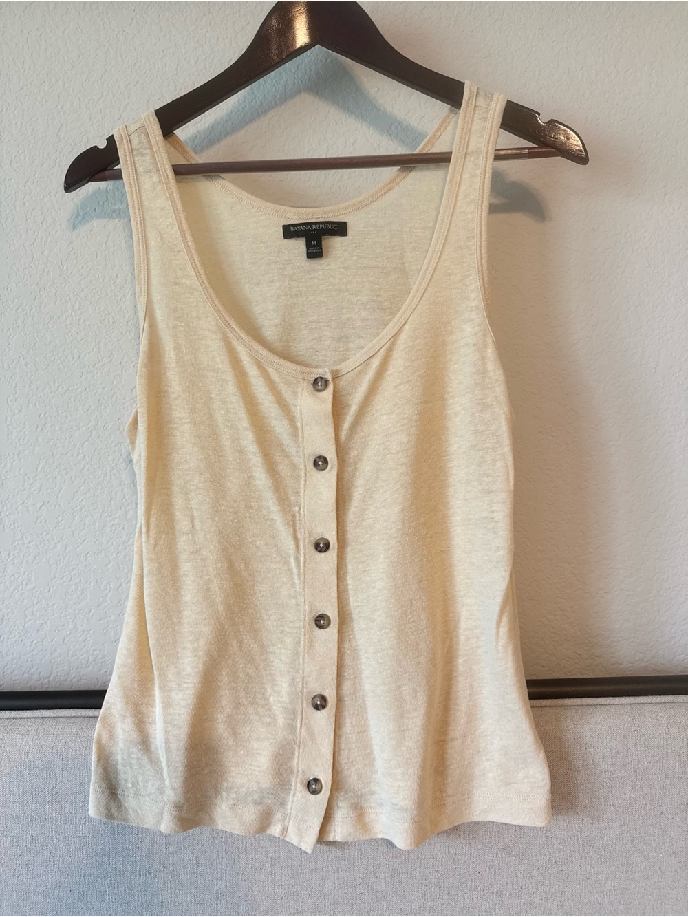Banana Republic Light Cream Button-Front Tank Top